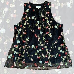 Chenault Black Floral Embroidered Blouse